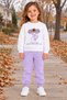 27510-26 Girl's Floral Appliqué Printed Sweatshirt and Sweatpants 2-Piece Set 1-4 Years