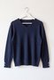 Navy Blue V-Neck Cuffed Sleeves Slim Shimmering Casual Knitwear Sweater 65 65 - 2