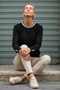 Black Crew Neck Long Sleeve Collar and Sleeve End Pearl and Stone Detailed Casual Knitwear Sweater 61 60 - 5