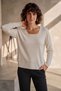 Ecru Square Neck Long Sleeve Slim Glitter Casual Knit Sweater 64 63 - 4
