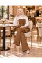 Belted Waist, Original Design - Women's Collared Asymmetrical Blouse and Slit Wide-Leg Imported Crepe Trousers Two-Piece Set - 4