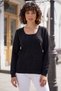 Black Square Neck Long Sleeve Slim Glitter Casual Knit Sweater 64 63 - 3