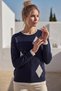 Navy Blue Crew Neck Long Sleeve Argyle Patterned Skirt and Sleeveless Plush Glitter Casual Knitwear Sweater 68 64 - 7
