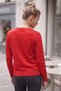 Red V-Neck Cuffed Sleeves Slim Glitter Casual Knitwear Sweater 65 65 - 7