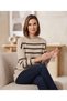 Cream Color High-Neck Asymmetrical Line Detailed Sweater - 2