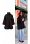 Women's Oversized Hijab Tunic / Sweater with Fur Detail on the Sleeves, Stand Collar and Buttons