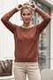 Light Brown Crew Neck Long Sleeve Collar and Sleeve End with Pearl and Stone Detail Casual Knitwear Sweater 61 60 - 4