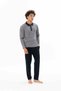 Men's Navy Blue Polo Collar Pajama Set - Dm26112R - 3