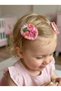 Cotton Hand Knitted Pink Floral Hairless Baby Hair Clips Set of 2 Newborn Baby Girl Snap Hair Clips - 4