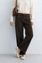 Women's Button Detail Trousers - Brown - 2