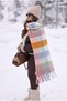 Women's Premium Soft Plaid Square Patterned Boucle Soft Textured Long Tassel Winter Shoulder Women's Shawl Scarf - 8