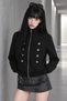 Button Detailed Zippered Military Style Cardigan Trendy Streetwear Zippered Cardigan/ Streetwear Y2K