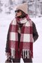 Women's Premium Soft Plaid Square Patterned Boucle Soft Textured Long Tassel Winter Shoulder Women's Shawl Scarf - 5