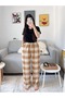 Unisex Plaid Patterned Fleece Pajama Bottoms Without Pockets Elastic Waist Comfortable Cut - 4
