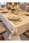 26 Piece Beaded and Stoned Livya Model Linen Hand Embroidered Dowry Tableware Set 160 X 260 Tablecloth - 3
