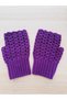 Women's Fingerless Knitted Gloves Purple Hand Knitted Winter Warm Gloves for Daily Use - 6