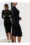 Women's long sleeve midi dress with lace detail at the back - imported crepe - 2