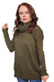 Women's Degaje Collar Pocket Oversize Knitwear Sweater - Black & Khaki Vr.0005 - 2