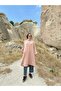 Women's Stand Collar Buttoned Pocketed Drawstring Oversize Tunic / Hijab Cap