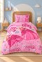 Fairy Tale Princess Patterned Cotton Single Children's Duvet Cover Set with Elastic Sheets 3 Pieces