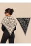 Women's Triangle Shoulder Shawl Ethnic Patterned Reversible Thick Knitwear Shawl - 4