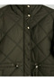 Khaki Stand Collar Quilted Women's Puffer Coat - 7