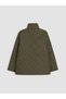 Khaki Stand Collar Quilted Women's Puffer Coat - 6