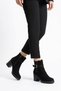 Torem Belt Trok Detailed Elastic Zippered Women's Heeled Boots Black Suede - 7