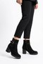 Torem Belt Trok Detailed Elastic Zippered Women's Heeled Boots Black Suede - 3
