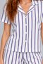 Women's White Striped Short Sleeve Shorts Pajama Set - 5