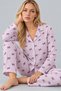 Women's Purple Shirt Collar Patterned Double Pajama Set - 5