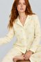 Women's Yellow Bow Detailed Striped Long Sleeve Pajama Set - 5