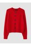 Red Crew Neck Women's Knitwear Cardigan