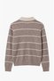 Mink Collar Heart Button Striped Sweater - 2