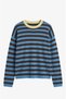 Yellow Contrast Collar Striped Knitwear