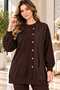 Tunic Blouse, Hijab Tunic with Snap Detail on the Front, Beaded Floral Embroidery