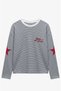 Navy Blue Striped Paris France Printed Sweatshirt