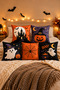 Halloween Decor Throw Pillow Set of 5 Halloween Decoration Ghost Pumpkin Castle - 2