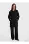 Black College Collar Quilted Women's Cardigan - 2