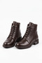 Mutar front tire pleated genuine leather women's boots coffee skin - 6