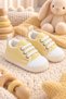 Yellow Lace-Up Fabric Textured Knitted Sole Detailed Soft Sole Unisex Baby Sports Booties Shoes (4-12 Months / 18-19 Number) - Lnc-5206 - 3