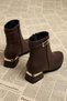 Galvanized Short Heeled Gold Buckle Zippered Non-Slip Sole Women's Booties - 4