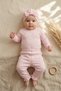 100% Cotton Pink Heart Patterned 3-Piece Baby Set - Long Sleeve Snap-Up Bodysuit and Ruffle Pants