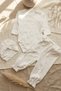 Lulla 100% Cotton Cream Heart Patterned 3-Piece Baby Set - Long Sleeve Snap-Up Bodysuit and Ruffle Pants - 2