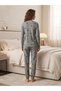 Women's Long Sleeve Crew Neck Patterned Pajama Set - 2