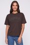 Women Crew Neck Short Sleeve Graphic Print Top, Brown