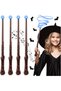 4PCS Light Up Magic Wizard Wand with Sound Effect, Illuminating Toy Wand for Kids, Party Costume Cosplay Accessory Halloween Favors (Brown)