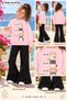 Winter, Spring, and Autumn Girls' Black Spanish Flared Bottoms and Pink Sweat Top - 2
