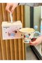 Elegant Ceramic Coffee Cup with Spoon, Exquisite High Footed Coffee Mug Gift Set with Gift Box, Perfect Delicate Birthday Gift for Women Friends Family, 301-400ml Reusable Tea Milk Cup for Home Office - 2