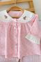 Collar Rabbit Embroidery Detailed Polka Dot Baby Girl Set of 2 - Pink - 3